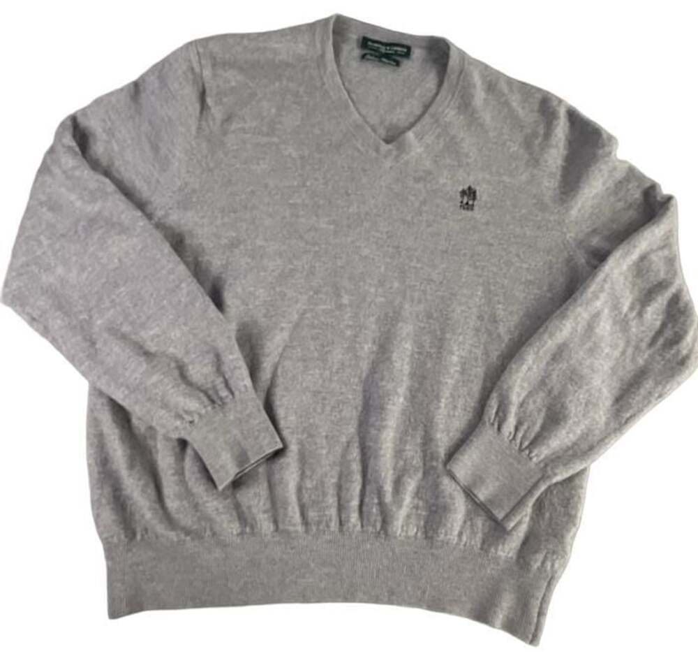Fairway & Greene Italian Merino Wool V-Neck Pullover Sweater Gray Men's Large
